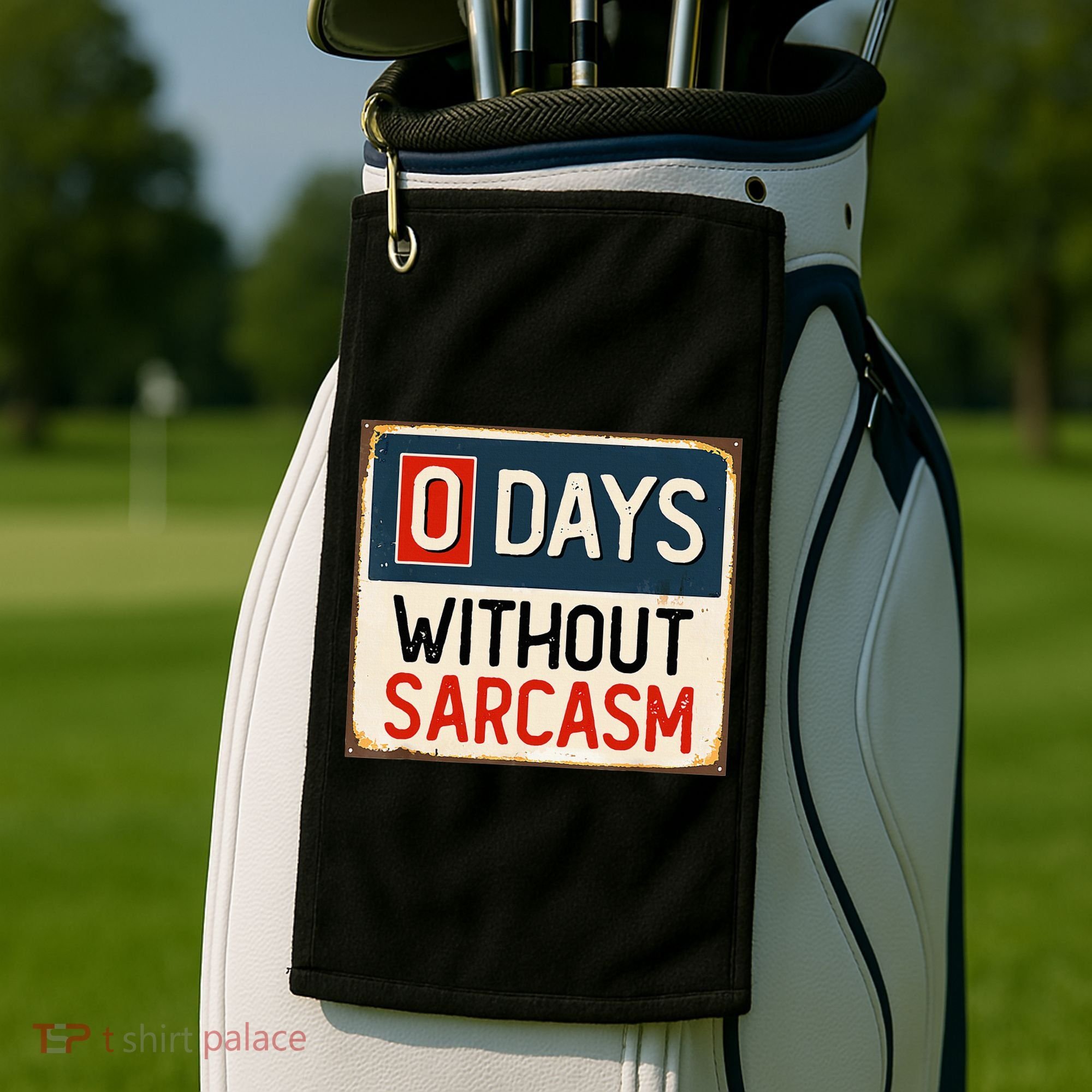 0 Days Without Sarcasm Funny Sarcastic Golf Towel