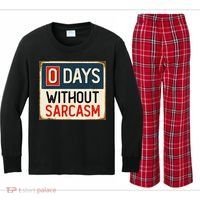 0 Days Without Sarcasm Funny Sarcastic Kids Long Sleeve Plaid Pajama Set thumb 0