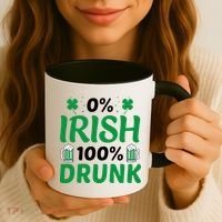 0% Irish 100% Drunk, St Patrick's Day Coffee Mug thumb 3