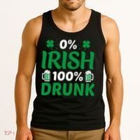 0% Irish 100% Drunk, St Patrick's Day Tank Top thumb 3