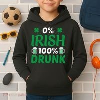 0% Irish 100% Drunk, St Patrick's Day Kids Hoodie thumb 2
