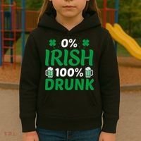 0% Irish 100% Drunk, St Patrick's Day Kids Hoodie thumb 3