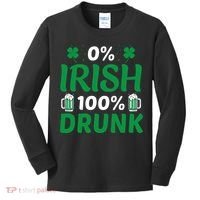 0% Irish 100% Drunk, St Patrick's Day Kids Long Sleeve Shirt thumb 0