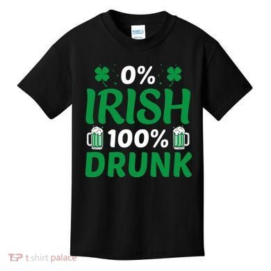 0% Irish 100% Drunk, St Patrick's Day Kids T-Shirt