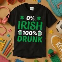 0% Irish 100% Drunk, St Patrick's Day Kids T-Shirt thumb 3