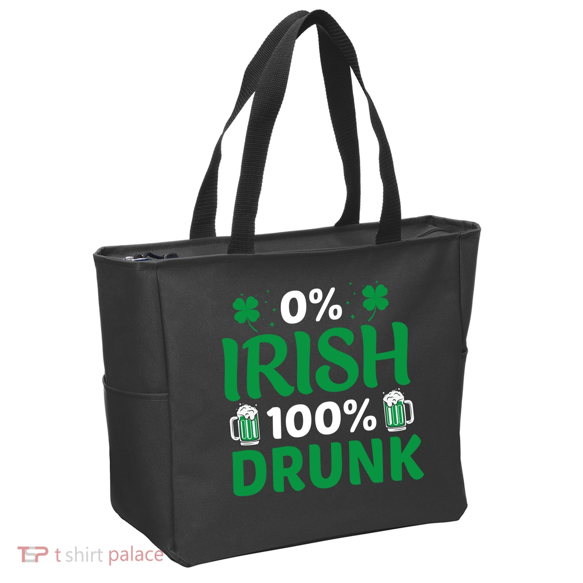0% Irish 100% Drunk, St Patrick's Day Tote Bag