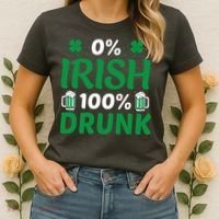 0% Irish 100% Drunk, St Patrick's Day Women's T-Shirt thumb 2