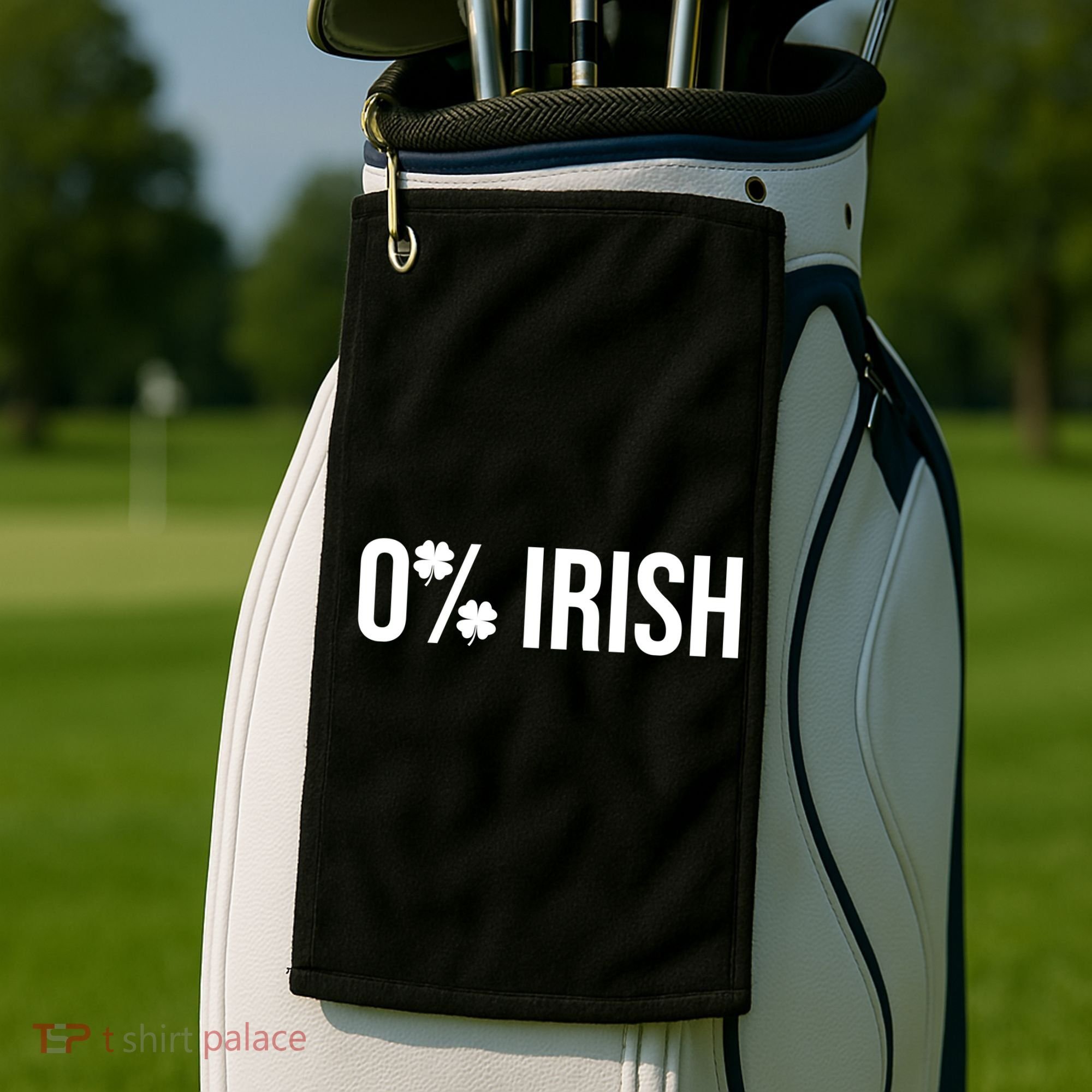 0% Irish Zero Percent Funny St Patricks Day Golf Towel