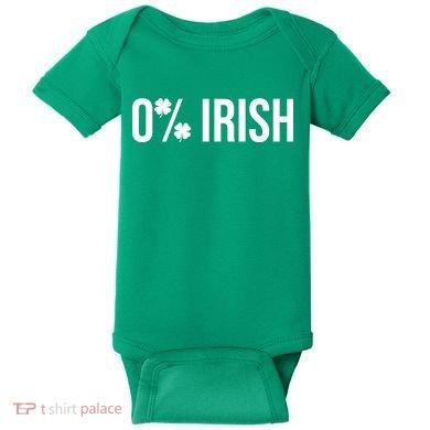 0% Irish Zero Percent Funny St Patricks Day Baby Bodysuit