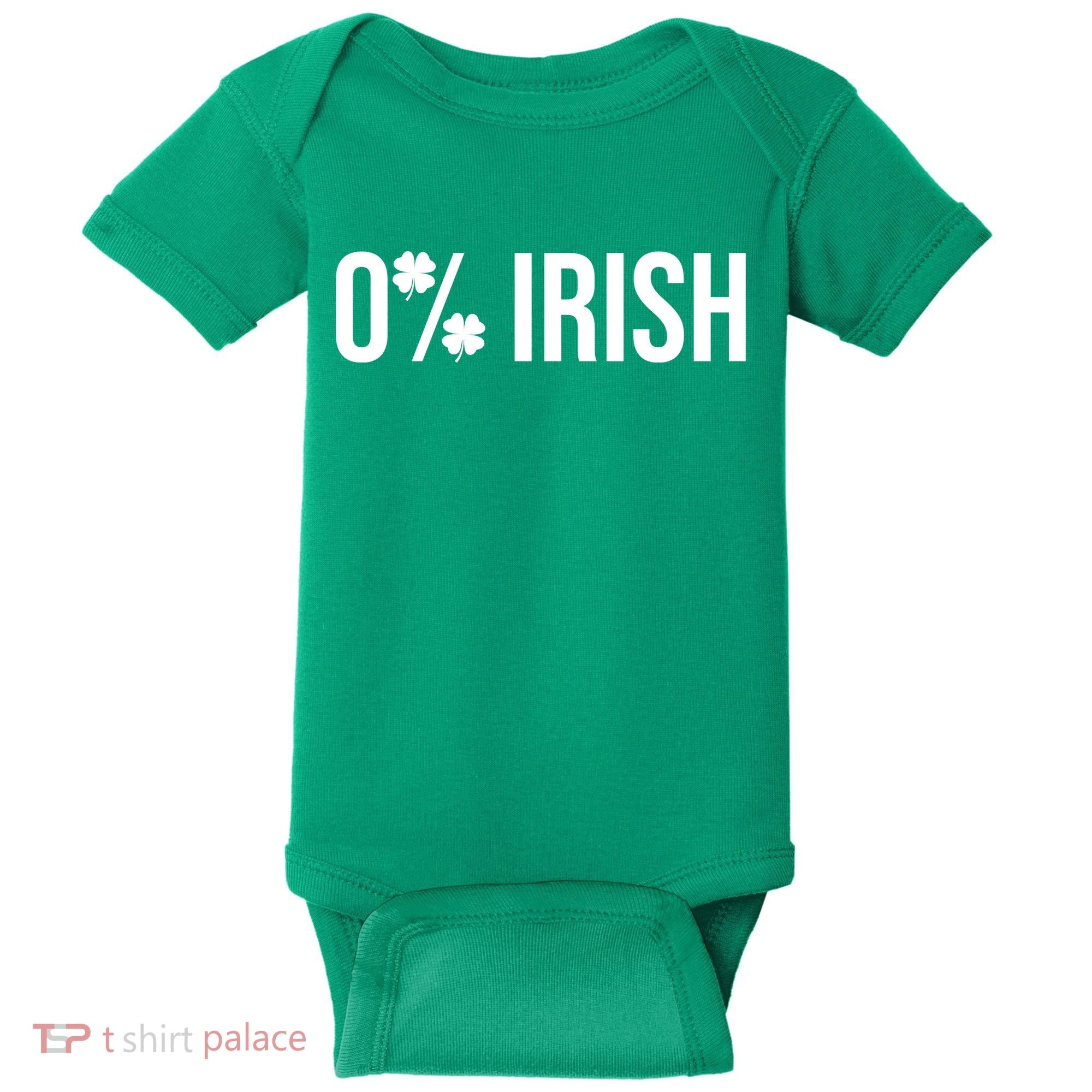 0% Irish Zero Percent Funny St Patricks Day Baby Bodysuit