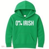 0% Irish Zero Percent Funny St Patricks Day Kids Hoodie thumb 0