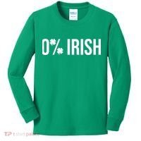 0% Irish Zero Percent Funny St Patricks Day Kids Long Sleeve Shirt thumb 0
