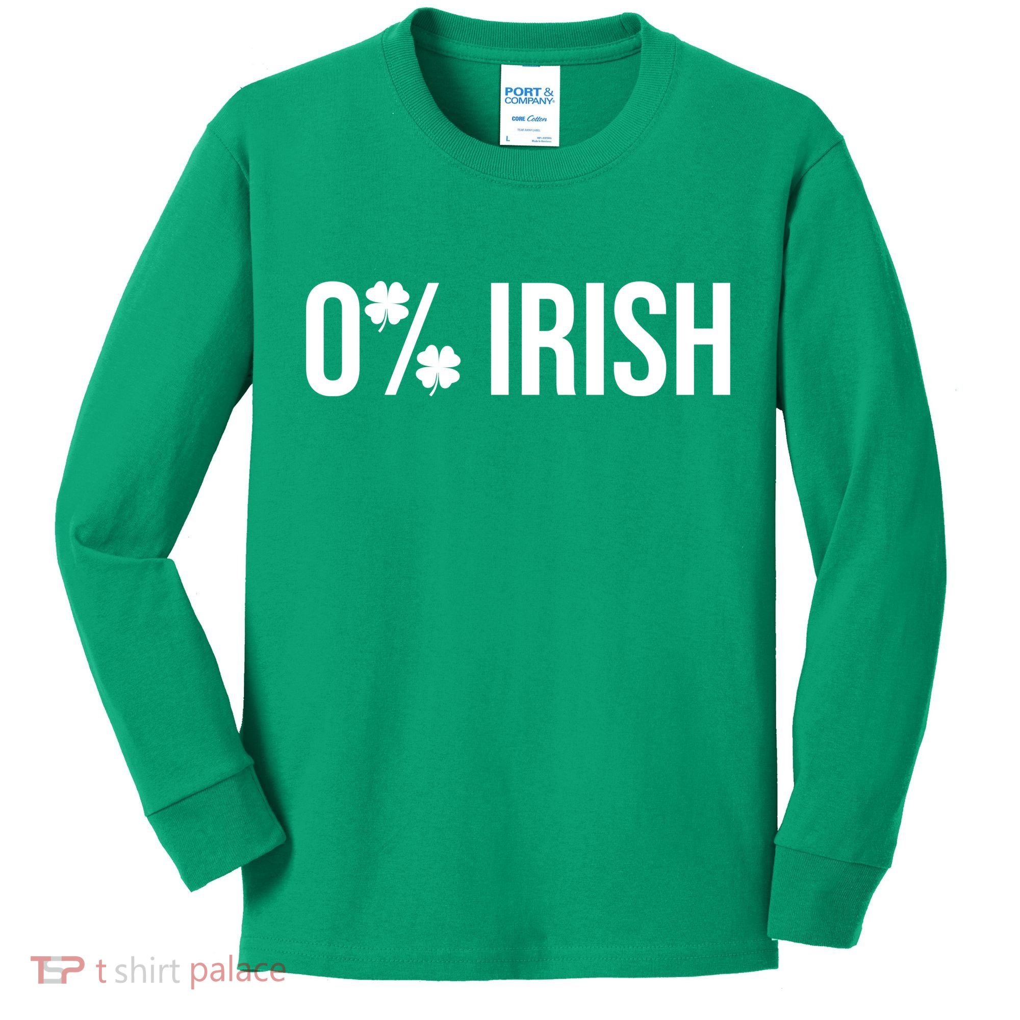 0% Irish Zero Percent Funny St Patricks Day Kids Long Sleeve Shirt