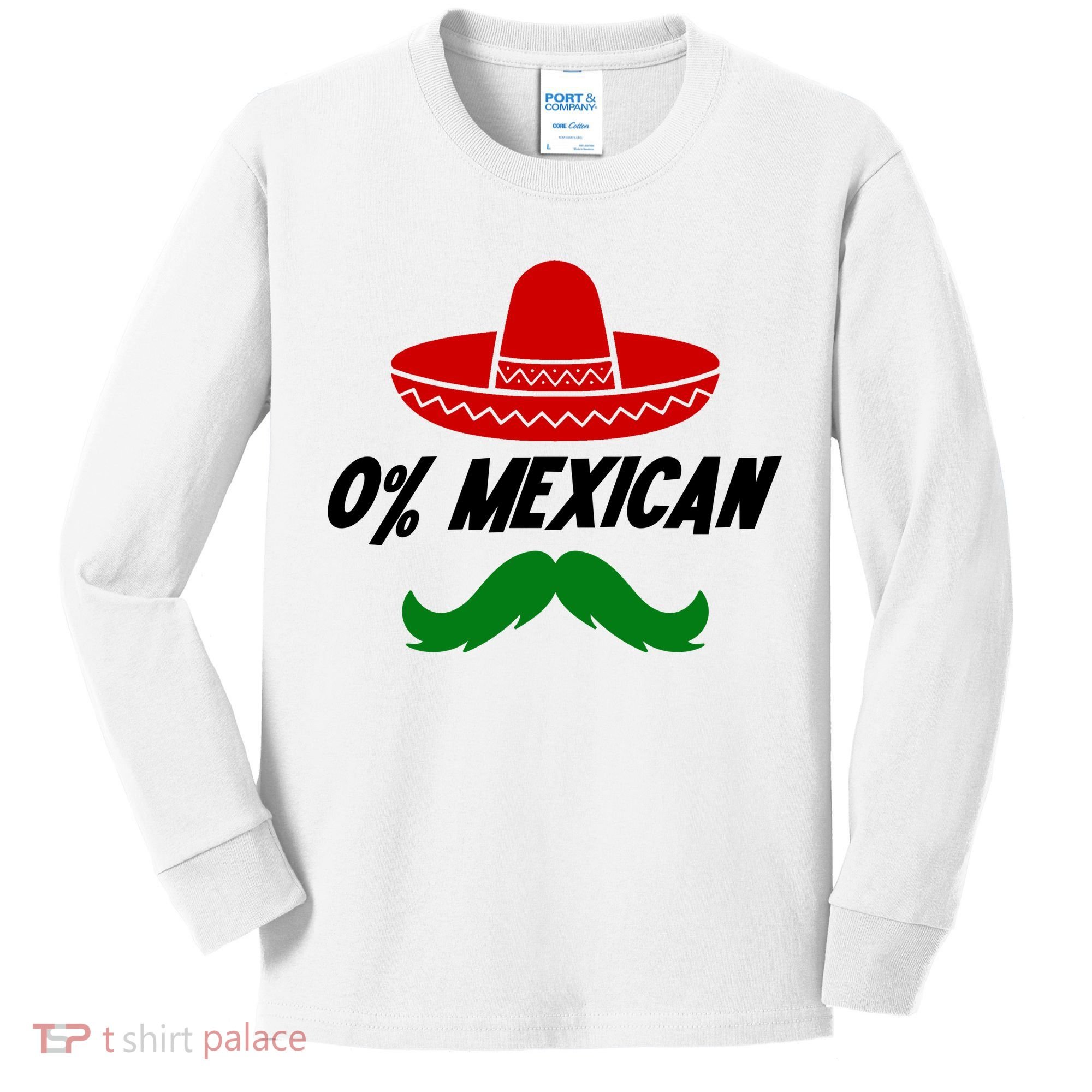 0% Mexican Fiesta Party Cinco De Mayo Funny Kids Long Sleeve Shirt