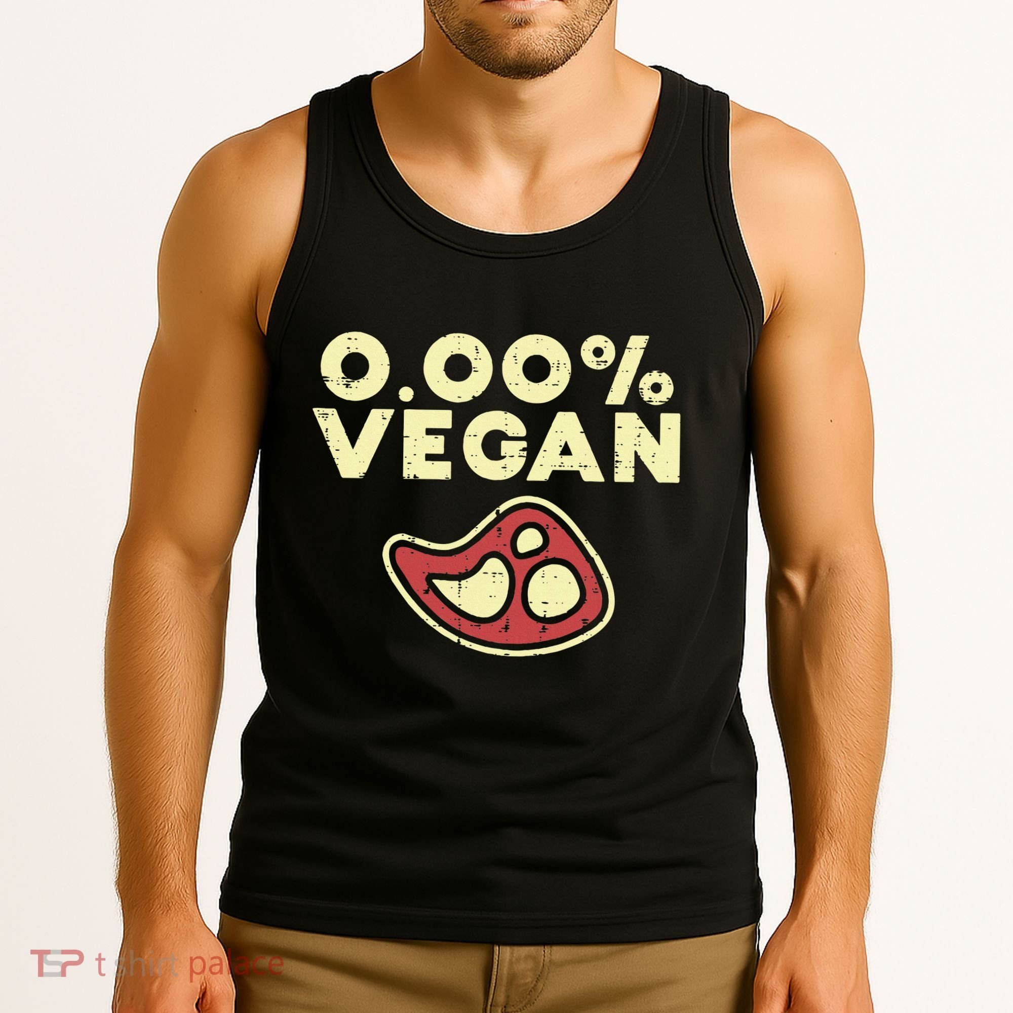 0 Zero Percent Vegan Funny Steak Bbq Grill Meat Lover Eater Tank Top