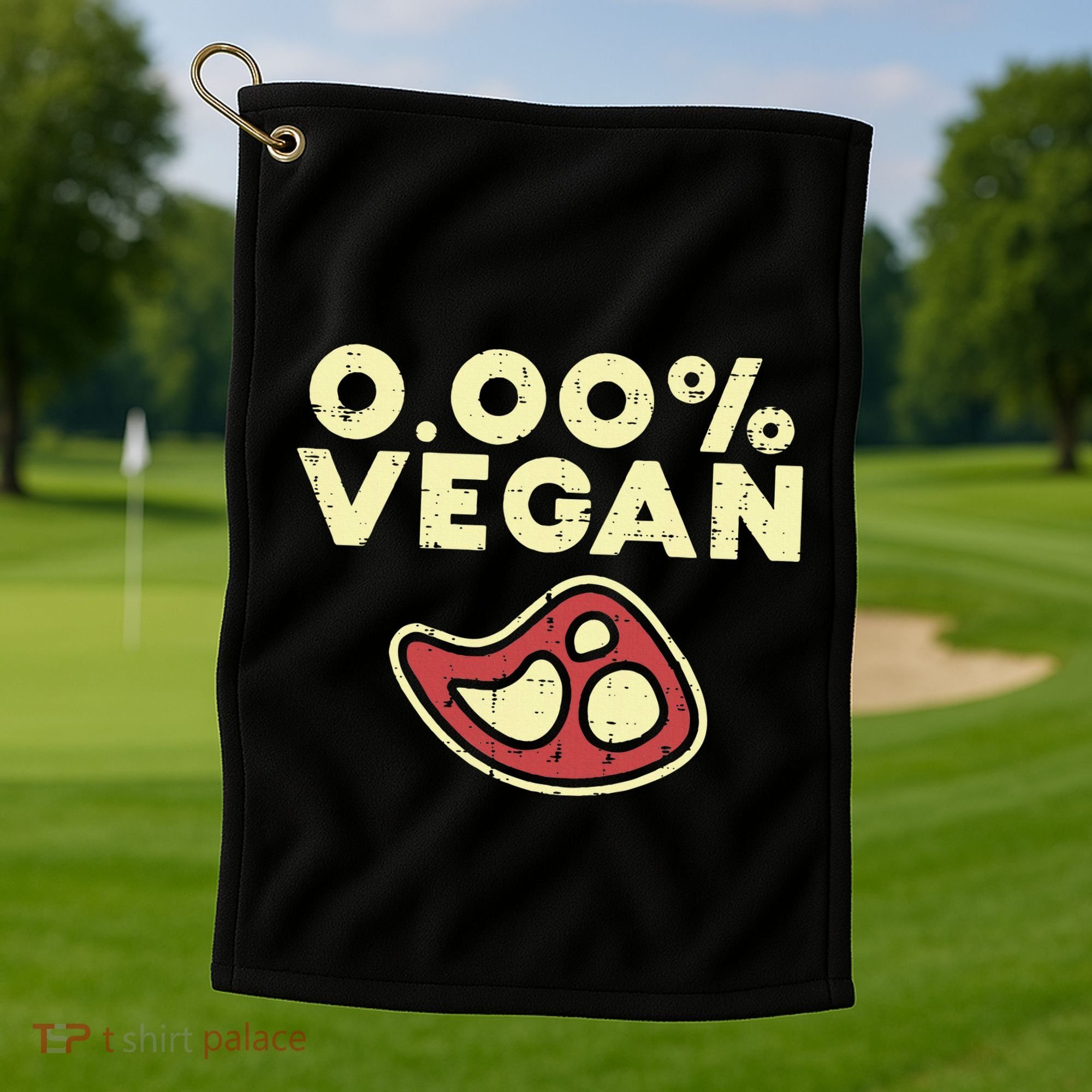 0 Zero Percent Vegan Funny Steak Bbq Grill Meat Lover Eater Golf Towel