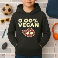 0 Zero Percent Vegan Funny Steak Bbq Grill Meat Lover Eater Kids Hoodie thumb 2