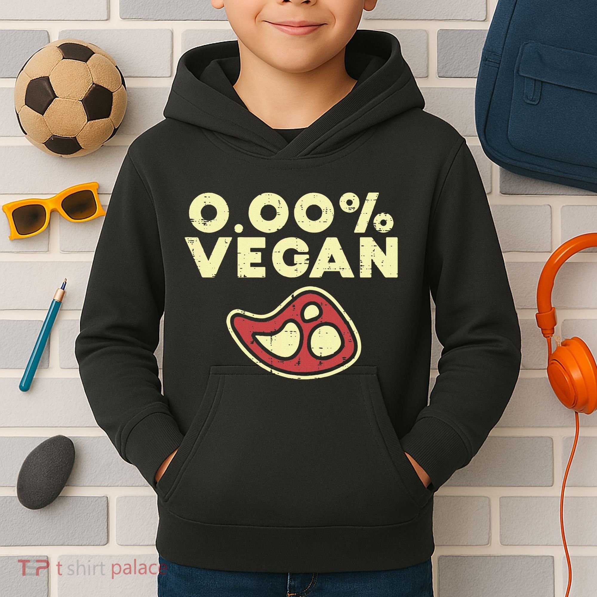 0 Zero Percent Vegan Funny Steak Bbq Grill Meat Lover Eater Kids Hoodie