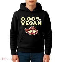0 Zero Percent Vegan Funny Steak Bbq Grill Meat Lover Eater Kids Hoodie thumb 4