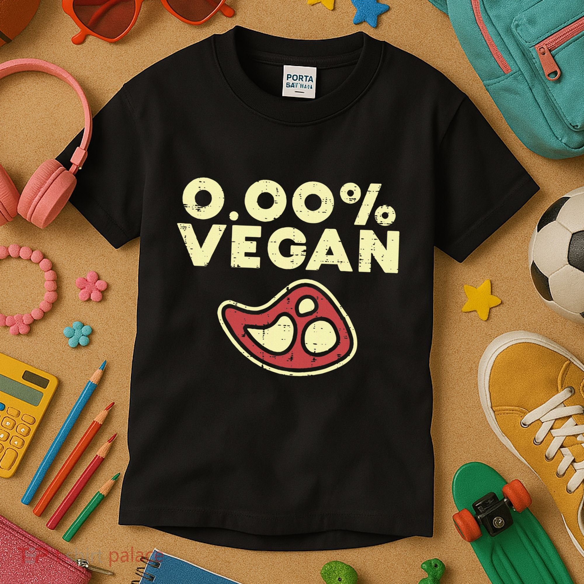 0 Zero Percent Vegan Funny Steak Bbq Grill Meat Lover Eater Kids T-Shirt