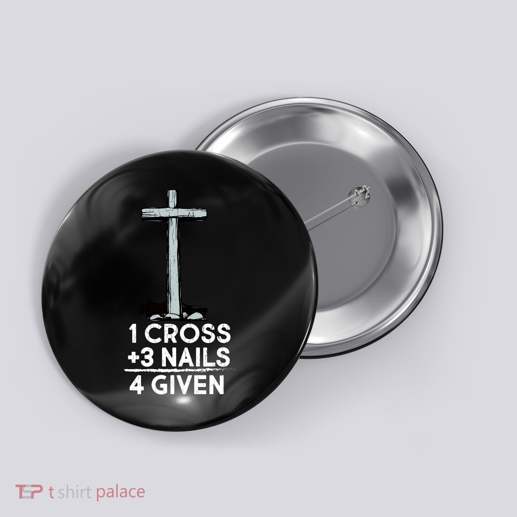 1 Cross Plus 3 Nails Equals 4 Given Button