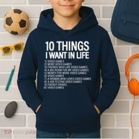10 Things I Want In Life Funny Gamer Kids Hoodie thumb 2