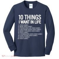 10 Things I Want In Life Funny Gamer Kids Long Sleeve Shirt thumb 0