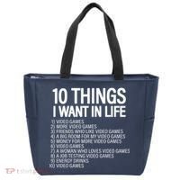 10 Things I Want In Life Funny Gamer Tote Bag thumb 0
