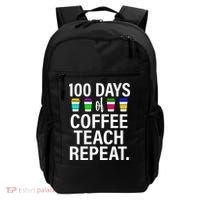 100 Days Of Coffee Teaching Repeat School Backpack thumb 0