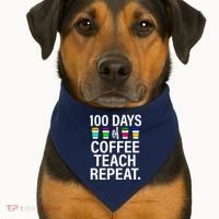 100 Days Of Coffee Teaching Repeat School USA-Made Doggie Bandana thumb 1