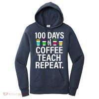 100 Days Of Coffee Teaching Repeat School Women's Hoodie thumb 0