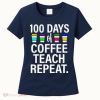 100 Days Of Coffee Teaching Repeat School Women's T-Shirt thumb 0