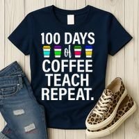 100 Days Of Coffee Teaching Repeat School Women's T-Shirt thumb 3