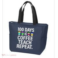 100 Days Of Coffee Teaching Repeat School Tote Bag thumb 3