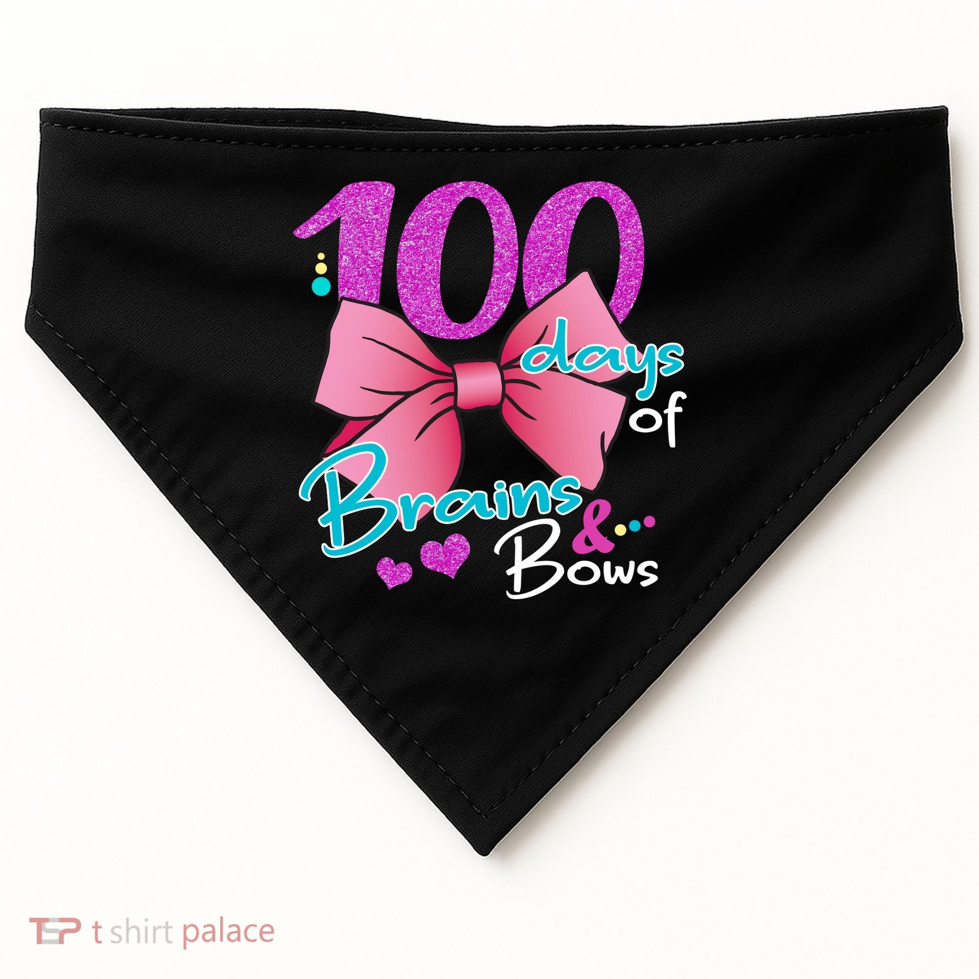 100 Days Of School Brains and Bows USA-Made Doggie Bandana