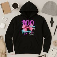 100 Days Of School Brains and Bows Hoodie thumb 3