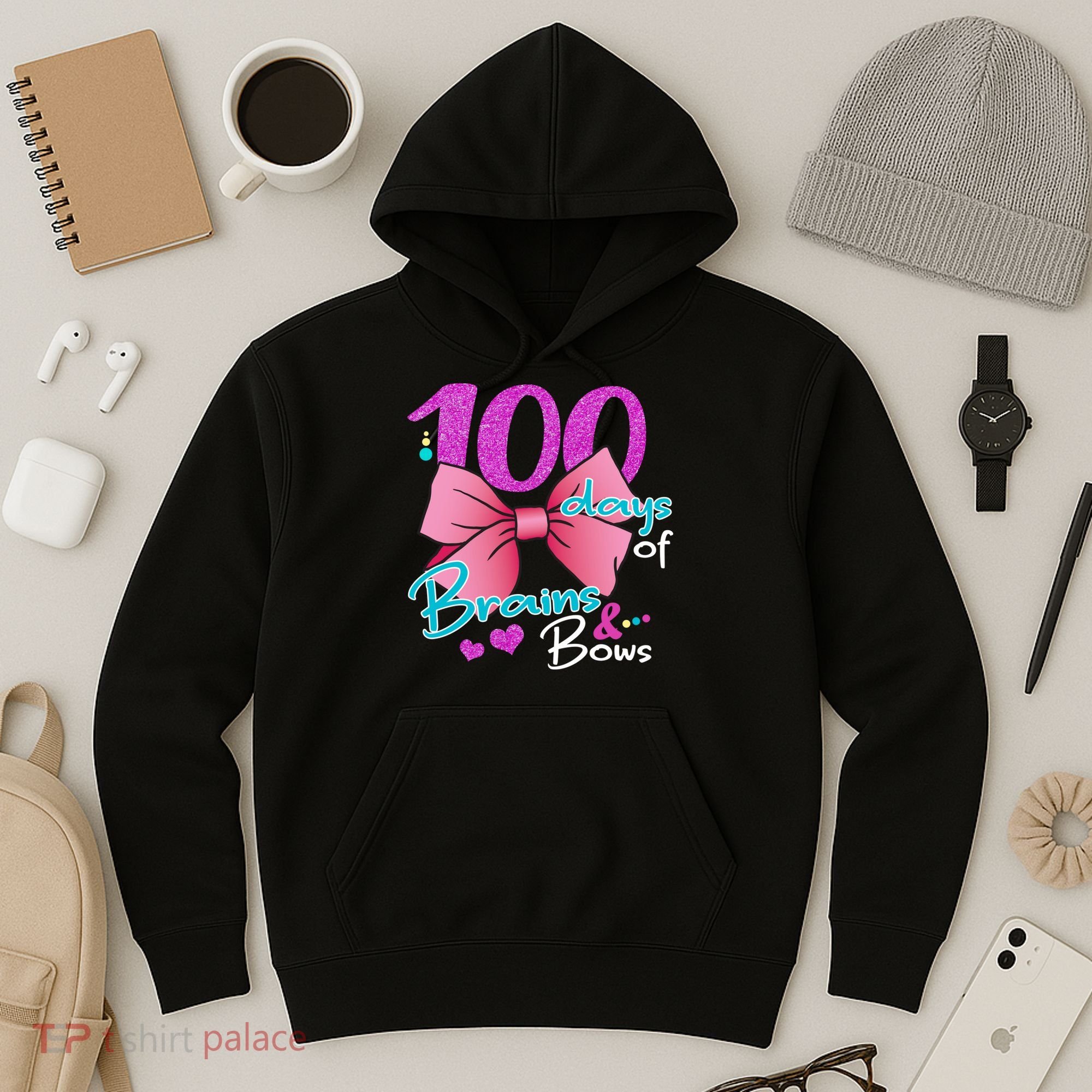 100 Days Of School Brains and Bows Hoodie