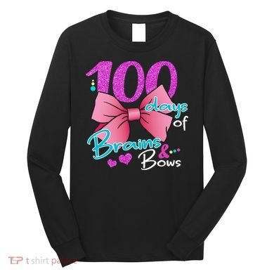 100 Days Of School Brains and Bows Long Sleeve Shirt