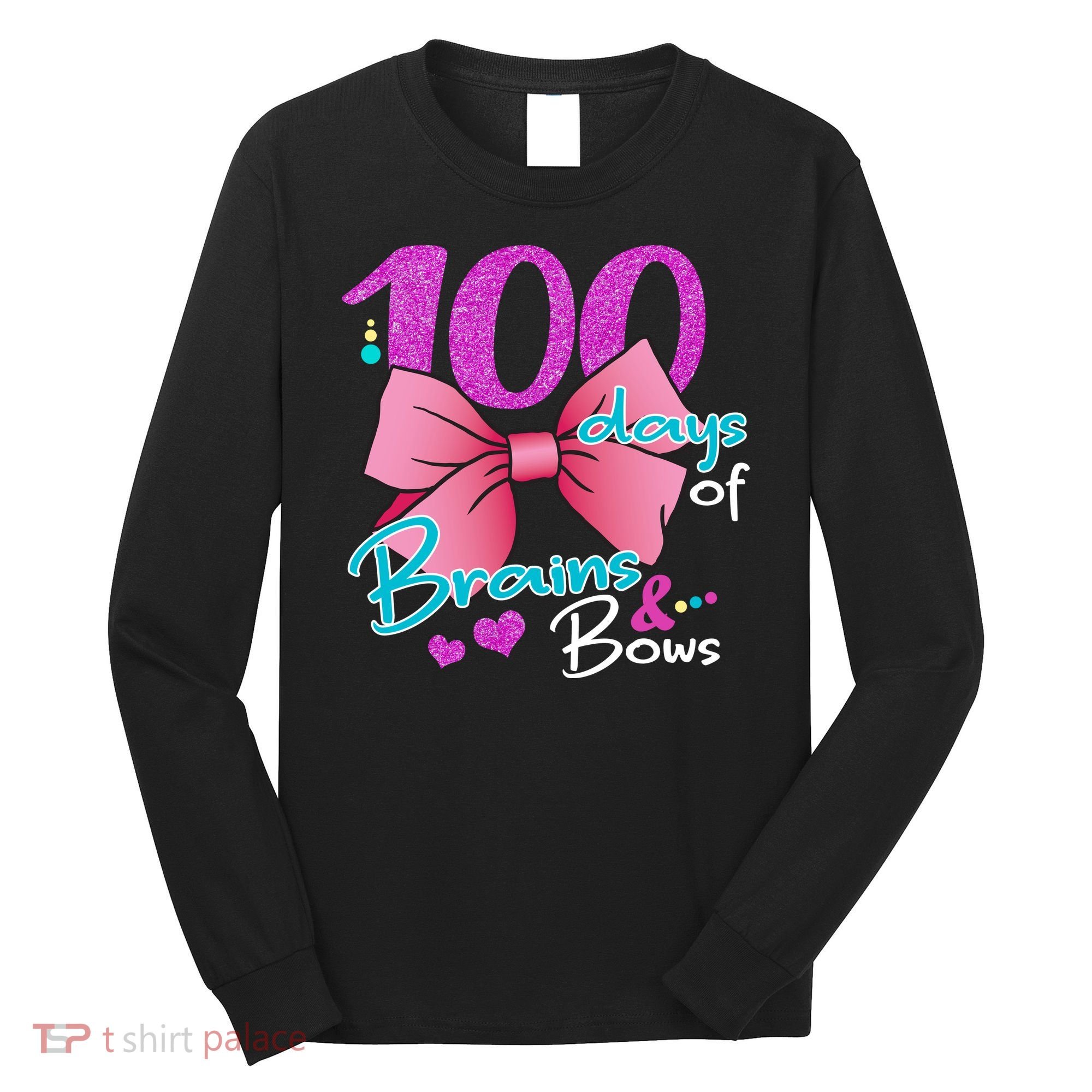100 Days Of School Brains and Bows Long Sleeve Shirt