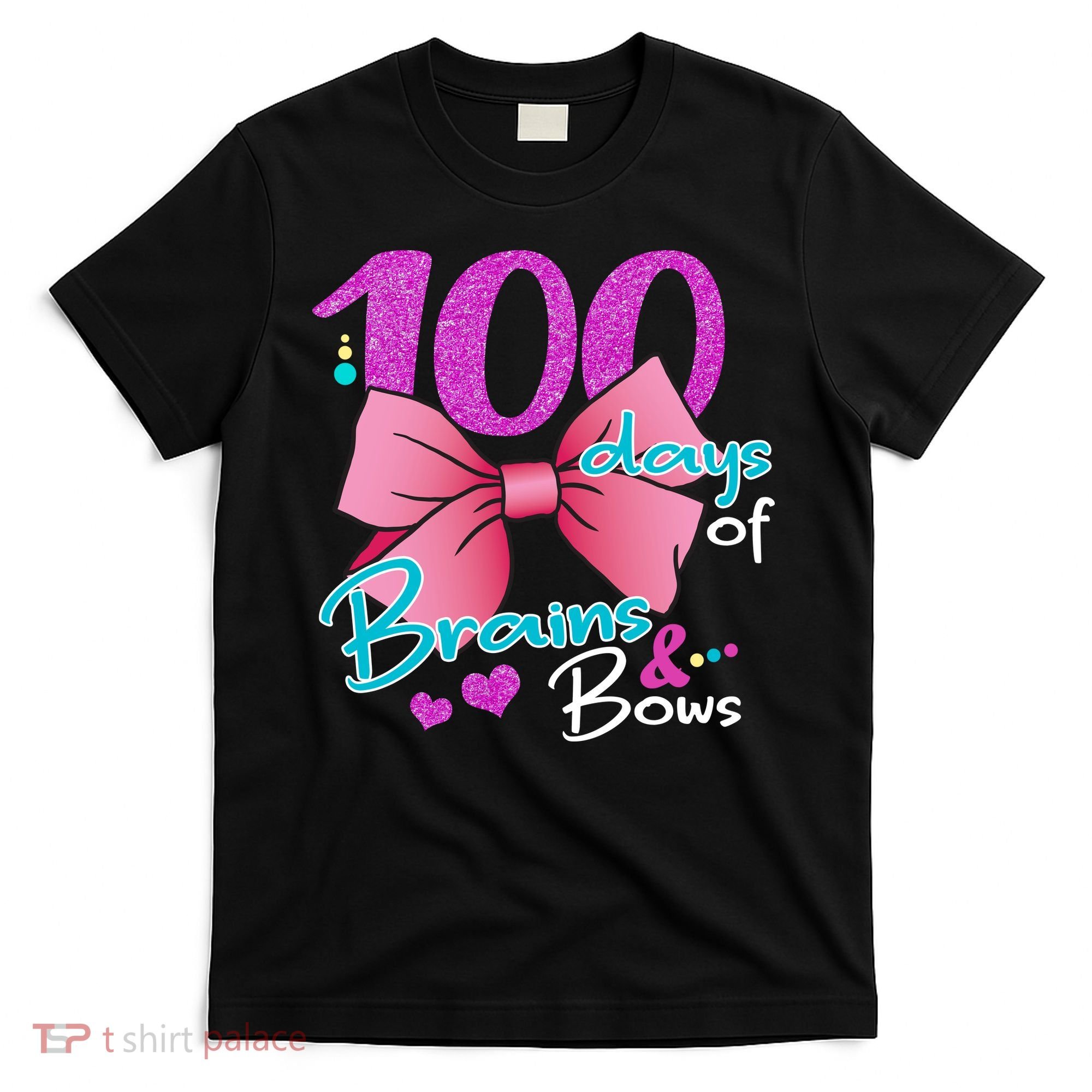 100 Days Of School Brains and Bows T-Shirt