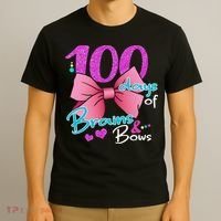 100 Days Of School Brains and Bows T-Shirt thumb 3