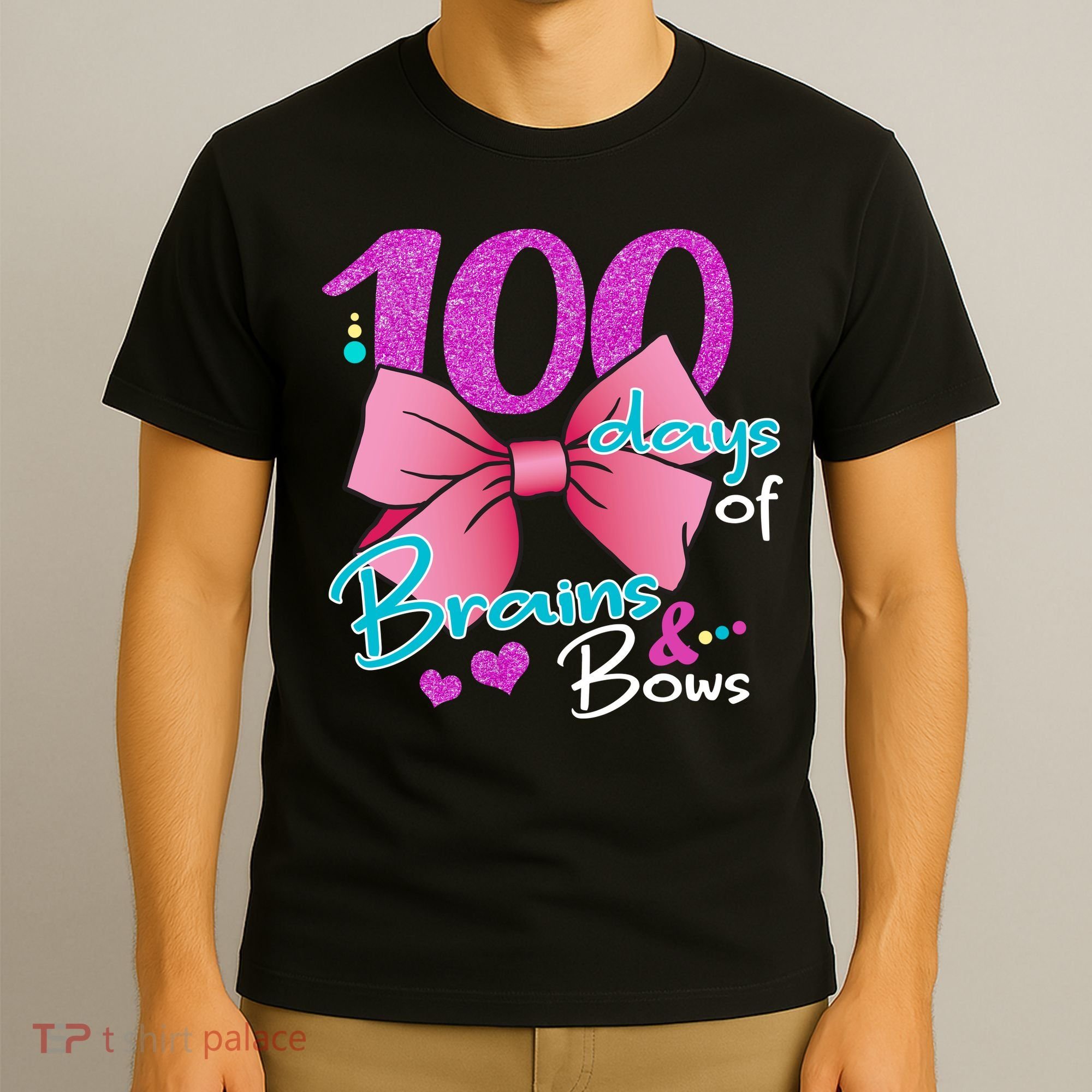 100 Days Of School Brains and Bows T-Shirt