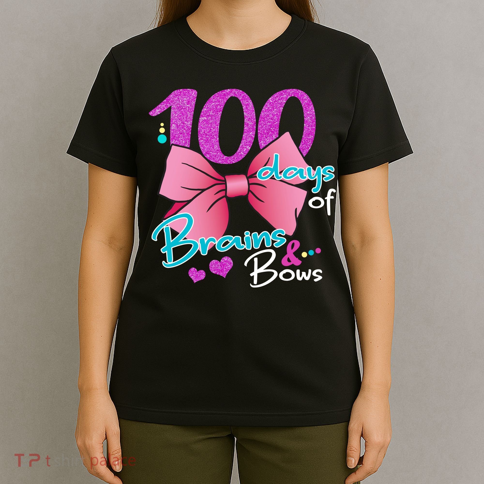 100 Days Of School Brains and Bows T-Shirt