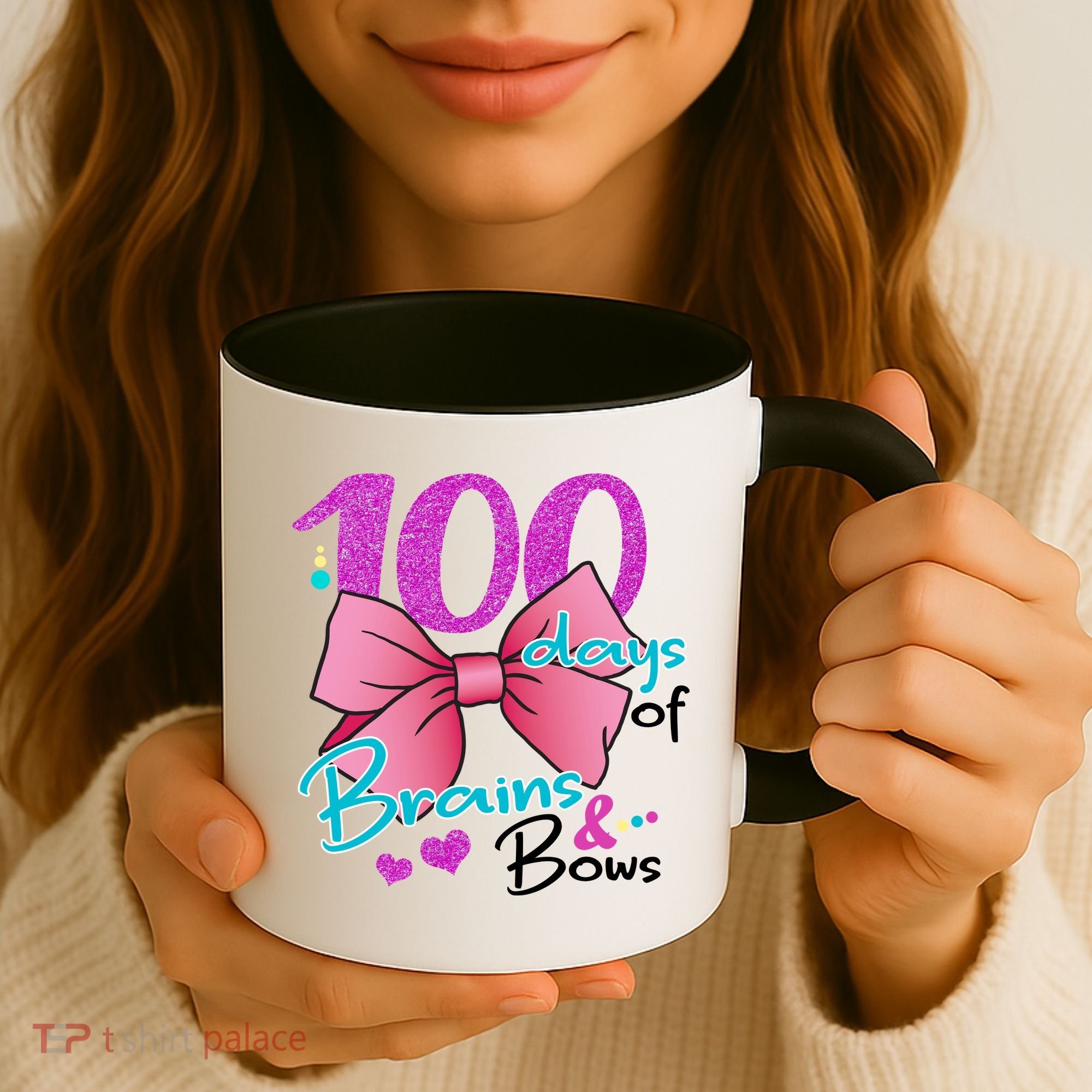 100 Days Of School Brains and Bows Coffee Mug
