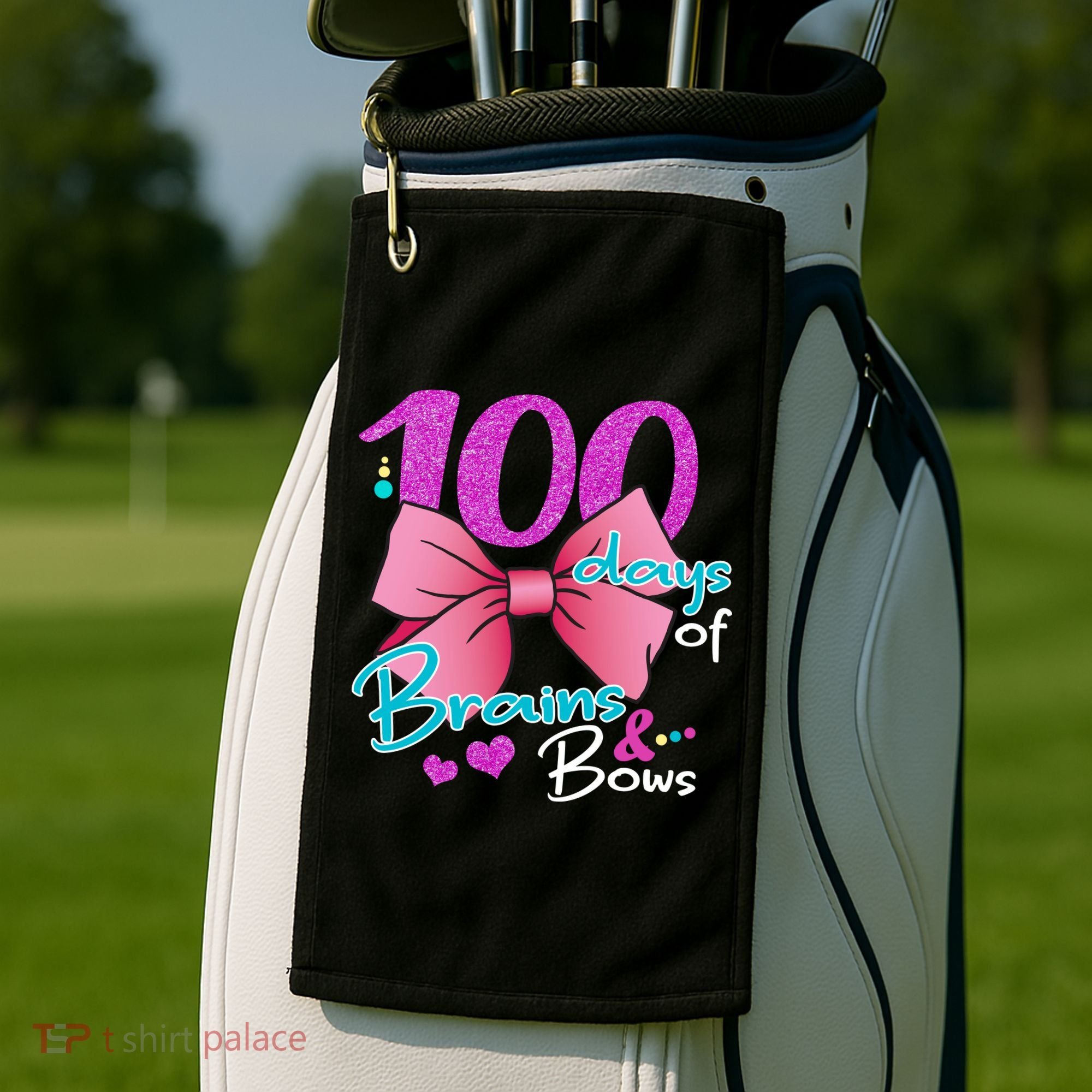 100 Days Of School Brains and Bows Golf Towel