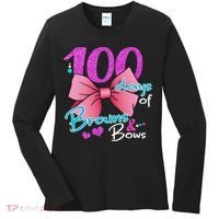 100 Days Of School Brains and Bows Women's Long Sleeve Shirt thumb 0