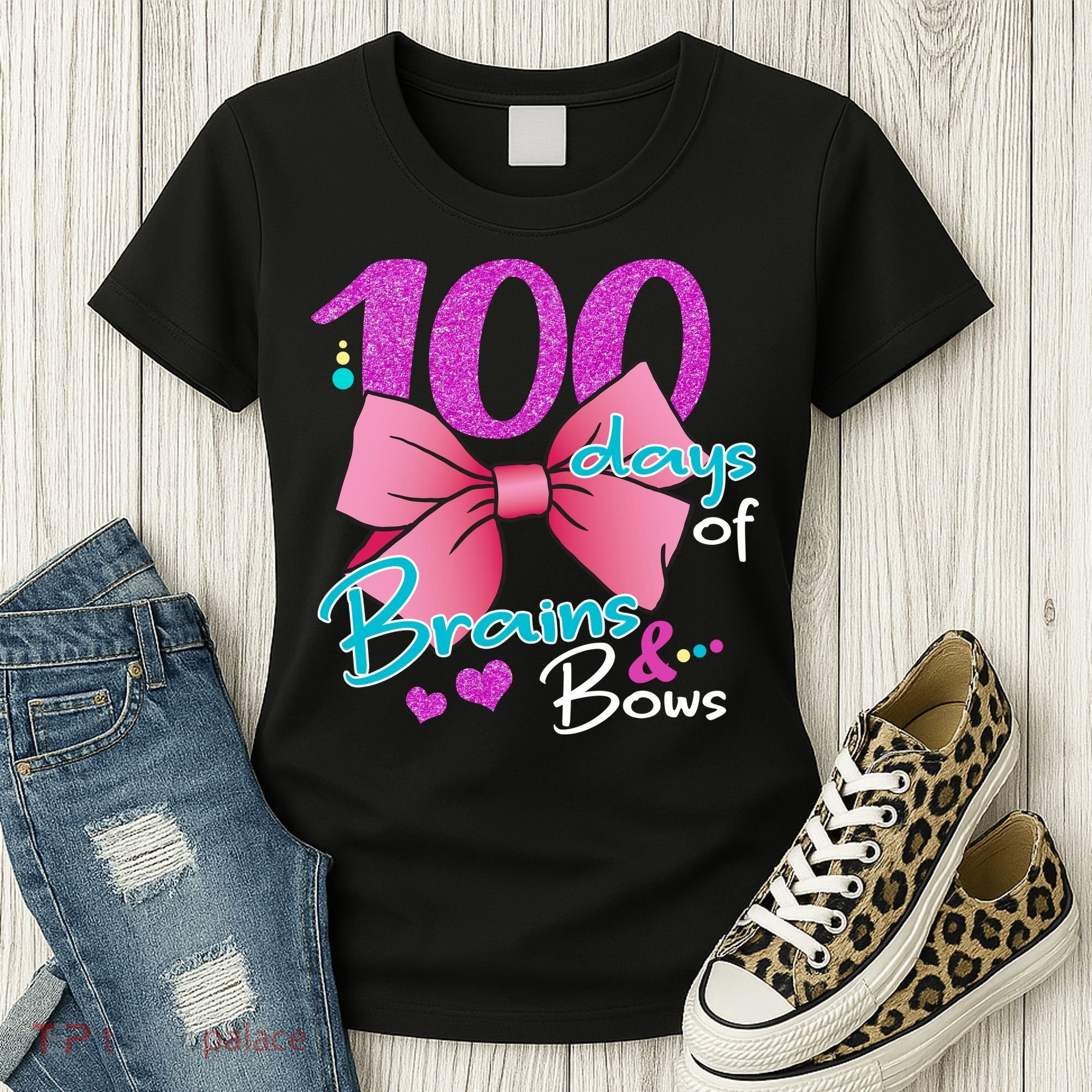 100 Days Of School Brains and Bows Women's T-Shirt