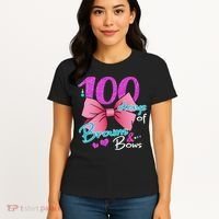 100 Days Of School Brains and Bows Women's T-Shirt thumb 4