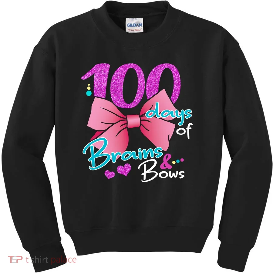 100 Days Of School Brains and Bows Kids Sweatshirt