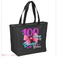 100 Days Of School Brains and Bows Tote Bag thumb 2